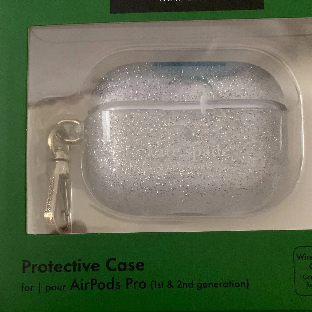 KATE SPADE Metallic Glitter Airpods Pro Protective Case with Carabiner